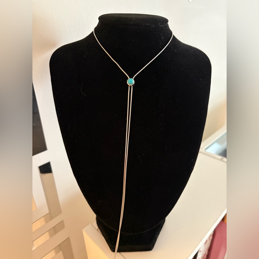 925 Sterling Silver Long Adjustable Necklace With… - image 1